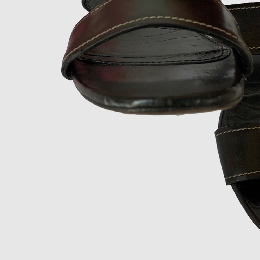 VINTAGE BLACK PRADA SLIP ON SLIDES LEATHER SANDALS WITH SILVER BUCKLE - Picture 15 of 16